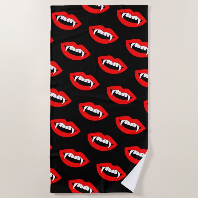 Serviette De Plage Cartoon Monster Vampire Lèvres pointes dents dents (Devant)