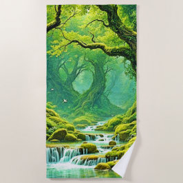 Serviette De Plage Cascade de la jungle luxuriante Bliss