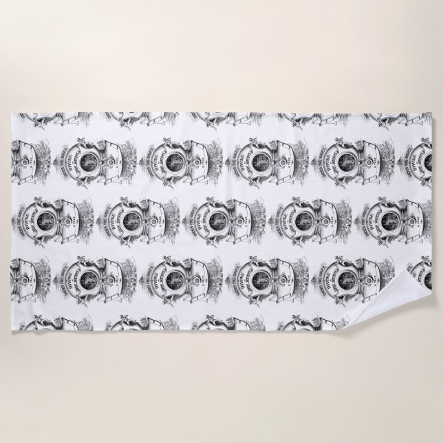 Serviette De Plage Casque antique de plongée (Devant)