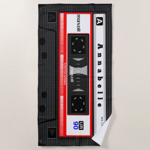 Serviette De Plage Cassette de la vieille école géante Personnalisez