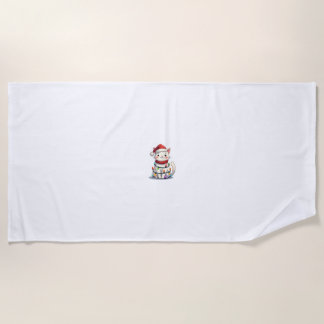 Serviette De Plage Cat Christmas Tree Christmas