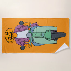 Serviette De Plage Cavalier Citrouille sur Scooter Menthe