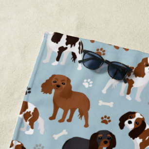 Serviette De Plage Cavalier King Charles Spaniel Paws and Bones