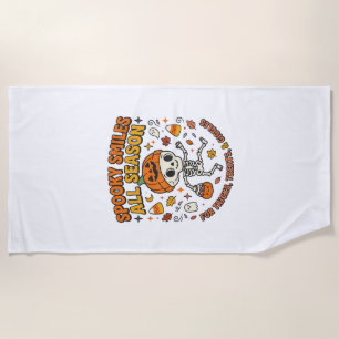 Serviette De Plage Célébration de squelette cosy Halloween
