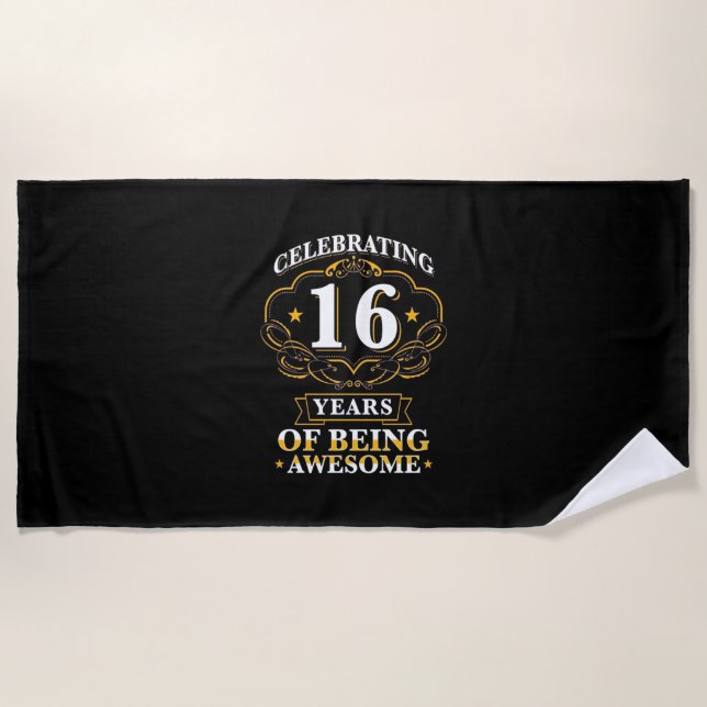 Serviette De Plage Célébrer 16 Ans D'Être Étonnant (Devant)