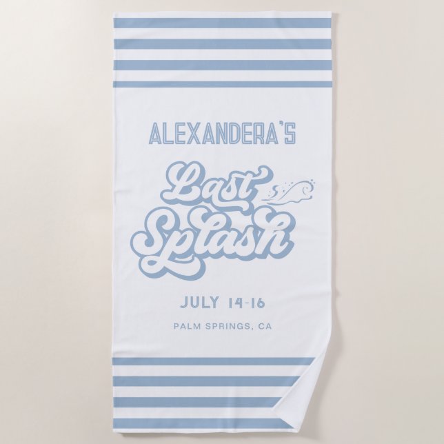 Serviette De Plage Célibataire de la dernière vague bleue (Devant)