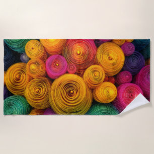 Serviette De Plage Cercles concentriques multicolores texture abstrai