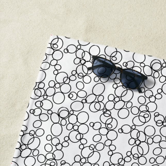 Serviette De Plage Cercles noirs en blanc (En situation)