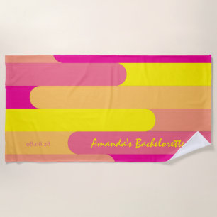 Serviette De Plage Cérémonie de mariage personnalisée rose jaune 
