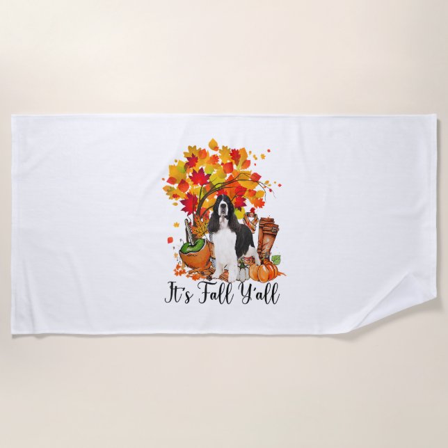 Serviette De Plage C'est automne Y'all Springer Spaniel Dog Halloween (Devant)