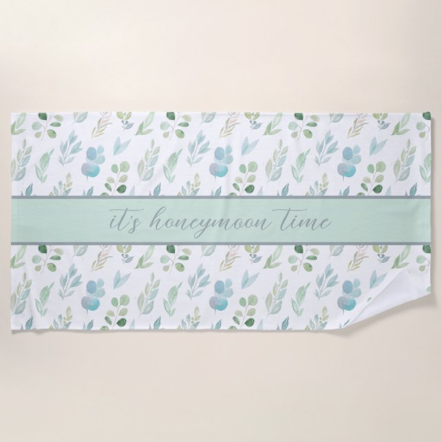 Serviette De Plage C'est la lune de miel Aquarelle Leaf Beach Towel (Devant)