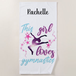 Serviette De Plage Cette Fille Aime La Gymnastique Étoiles Leap