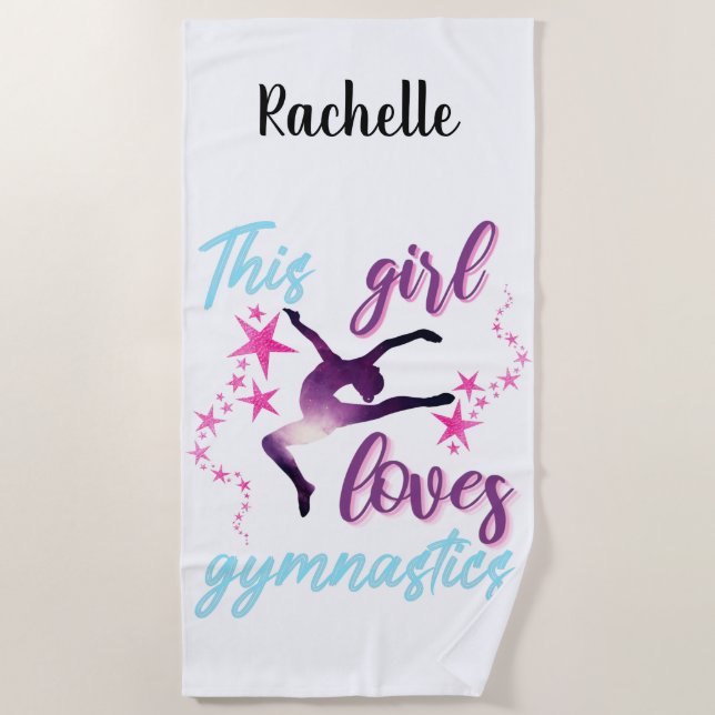 Serviette De Plage Cette Fille Aime La Gymnastique Étoiles Leap (Devant)