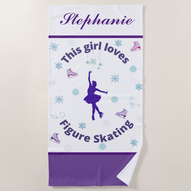 Serviette De Plage Cette Fille Aime Le Patinage Artistique (Devant)