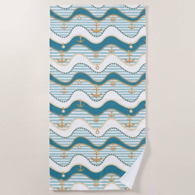 Serviette De Plage Chaînes et cordes d'Ancres Nautica (Devant)