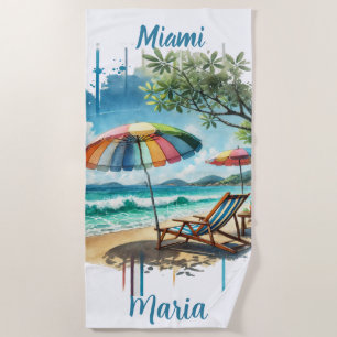 Serviette De Plage Chaise de plage et parasol de bord de mer à l'aqua