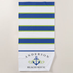 Serviette De Plage Chambre de plage personnalisée profonde de rayure