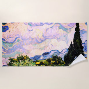 Serviette De Plage Champ de blé avec cyprès de Vincent Van Gogh