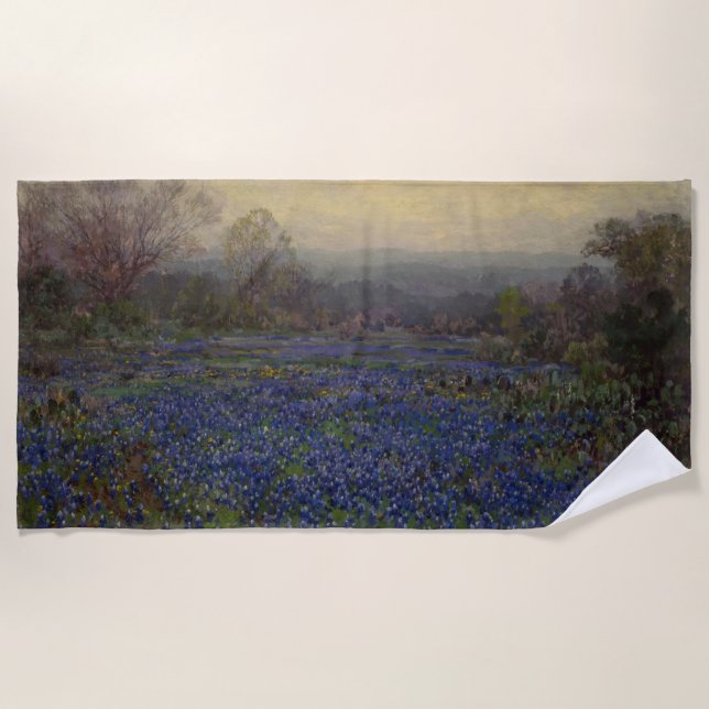 Serviette De Plage Champ de fleurs de bleuets (paysage rural) (Devant)