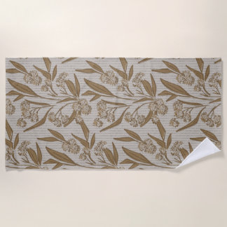 Serviette De Plage Champ floral ethnique bohème sable