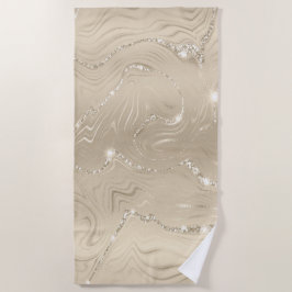 Serviette De Plage Champagne Arrière - plan Parties scintillant blanc