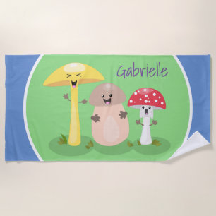 Serviette De Plage Champignons mignons et tabourets dessin animé