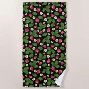 Serviette De Plage Champs de fraises en noir
