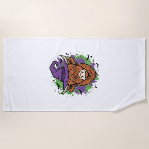 Serviette De Plage Chapeau de sorcière de vache des Highlands Hallowe