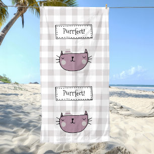 Serviette De Plage Charming Chat Purrfect Buffalo plaid