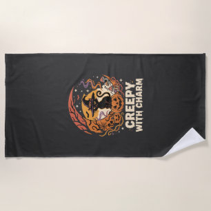 Serviette De Plage Chat charme effrayant Halloween