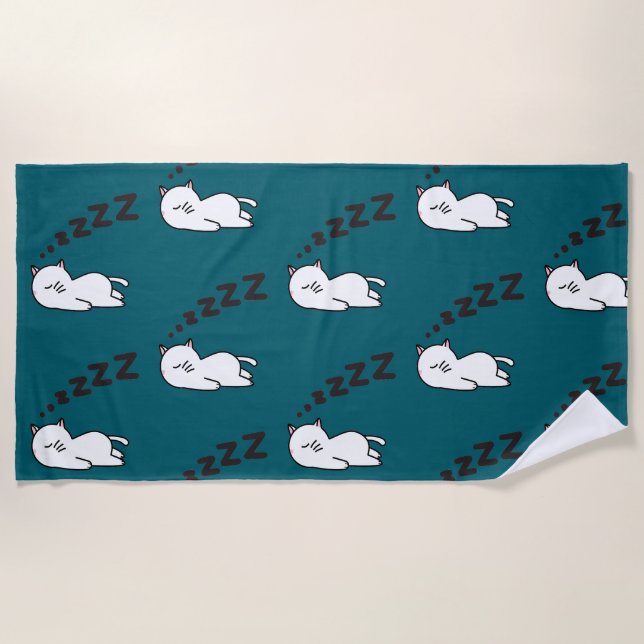 Serviette De Plage Chat Chaton Endormi (Devant)