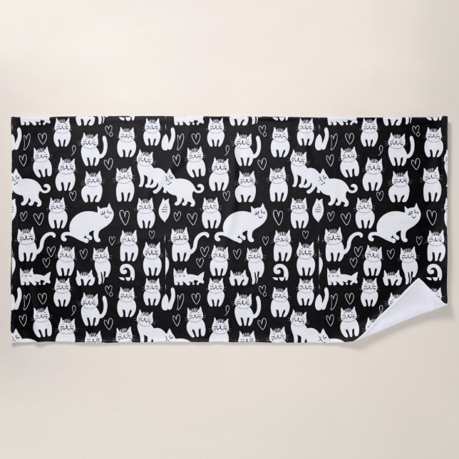 Serviette De Plage Chat Chats Kitten Kittens Motif sans fin (Devant)