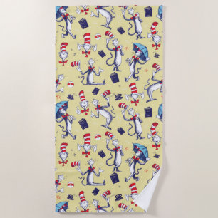 Serviette De Plage Chat dans le Chapeau Motif Jaune
