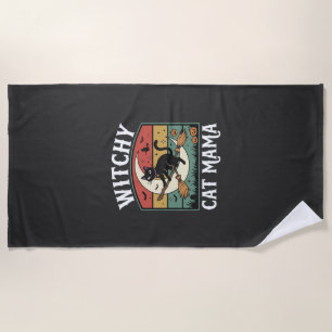 Serviette De Plage Chat de Halloween Sorcière Maman