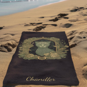 Serviette De Plage Chat de la forêt mystique - Bois personnalisé