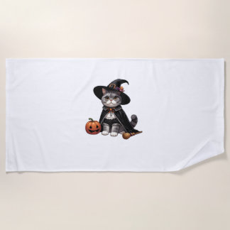 Serviette De Plage Chat habillé en sorcière