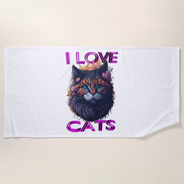 Serviette De Plage Chat mignon et adorable s5 (Devant)