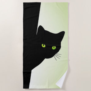 Serviette De Plage Chat noir à oreille verte