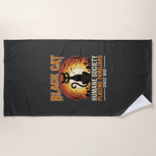 Serviette De Plage Chat Noir Halloween Familier Vintage Cimetière Dés