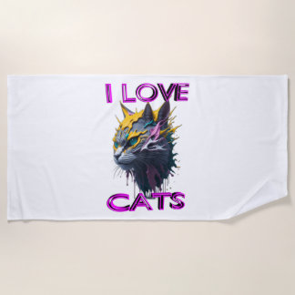 Serviette De Plage Chat noir mignon 1