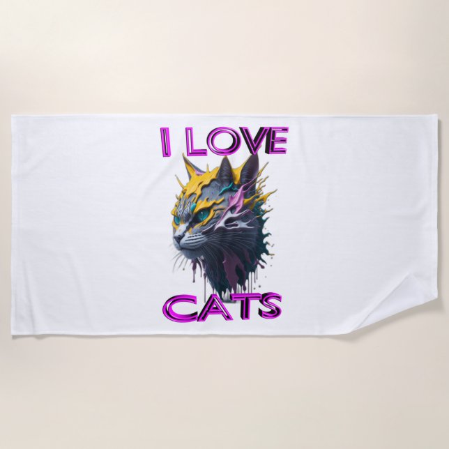 Serviette De Plage Chat noir mignon 1 (Devant)