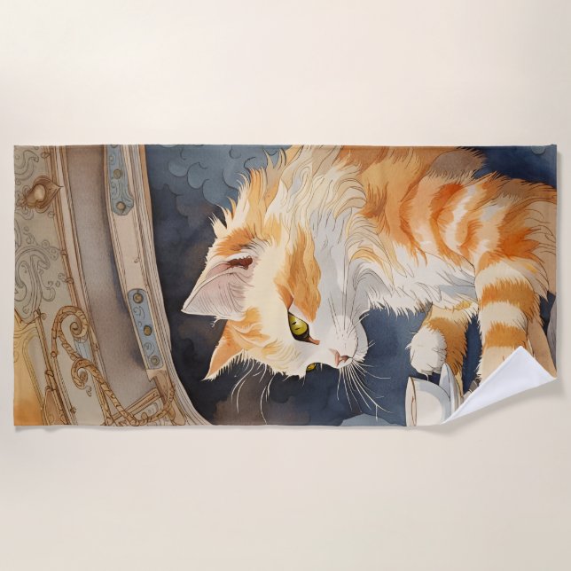 Serviette De Plage Chat voyageur  (Devant)