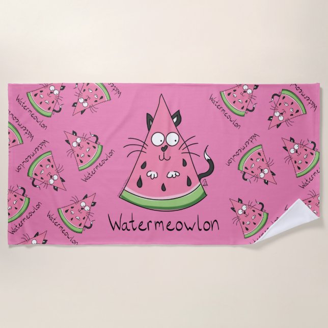Serviette De Plage Chat Watermelon Cute Kid's (Devant)