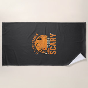 Serviette De Plage Château Hanté Effrayant de Halloween Vecteur