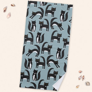 Serviette De Plage Chats smokings noirs et blancs