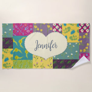 Serviette De Plage Chaussure et forme du coeur de chou-patchwork pers