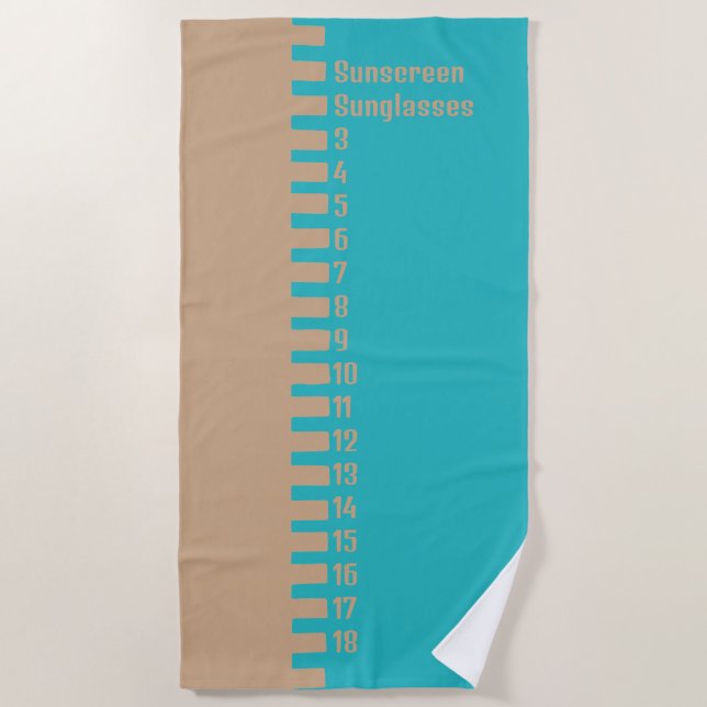 Serviette De Plage CHECKLIS D'EMBALLAGE DE PLAGE Personnalisé Turquoi (Devant)
