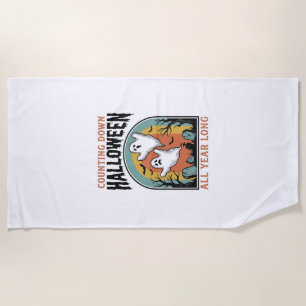 Serviette De Plage Chemise de compte à rebours d'Halloween Graphique