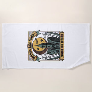 Serviette De Plage Chemise de maison hantée avec manoir effrayant gra