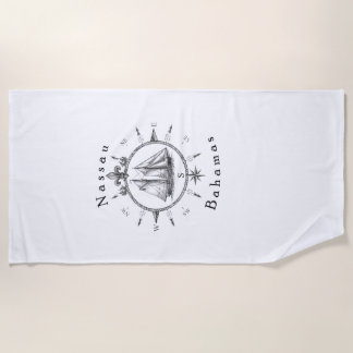 Serviette De Plage Chemise de navigation Nassau Bahamas compas nautiq